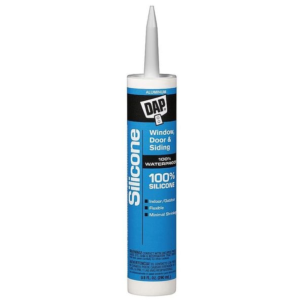 Window, Door & Siding Sealant, 9.8 oz, Cartridge, Aluminum, Silicone Rubber Base