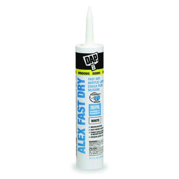 Caulk, 10.1 oz, Cartridge, White, Acrylic Copolymer Base