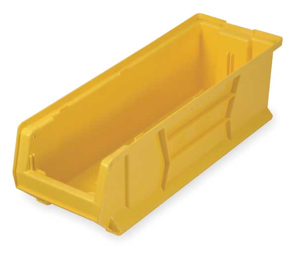 Storage Bin, Yellow, Polypropylene/Polyethylene, 29 7/8 in L x 8 1/4 in W x 7 in H