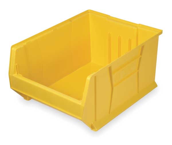 Storage Bin, Yellow, Polypropylene/Polyethylene, 29 7/8 in L x 18 1/4 in W x 12 in H