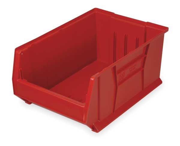 Storage Bin, Red, Polypropylene/Polyethylene, 29 7/8 in L x 16 1/2 in W x 11 in H