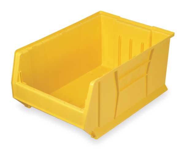 Storage Bin, Yellow, Polypropylene/Polyethylene, 29 7/8 in L x 16 1/2 in W x 11 in H
