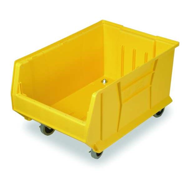 Mobile Storage Bin, Yellow, Polypropylene/Polyethylene, 29 7/8 in L x 16 1/2 in W x 11 in H