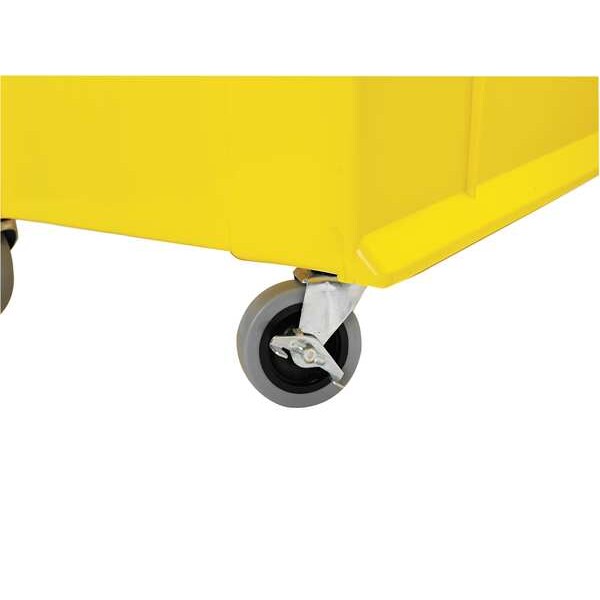 Mobile Storage Bin, Yellow, Polypropylene/Polyethylene, 29 7/8 in L x 16 1/2 in W x 11 in H