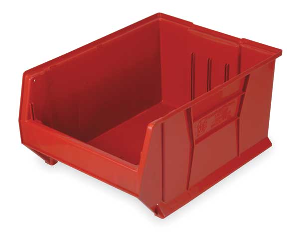 Storage Bin, Red, Polypropylene/Polyethylene, 29 7/8 in L x 18 1/4 in W x 12 in H