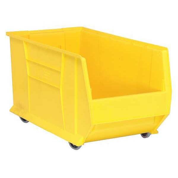Mobile Storage Bin, Yellow, Polypropylene/Polyethylene, 29 7/8 in L x 16 1/2 in W x 15 in H
