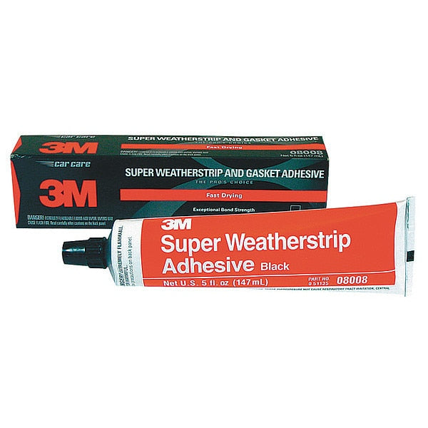 Super Weatherstrip and Gasket Adhesive, 5 fl oz, Tube, Black, Neoprene Rubber Base