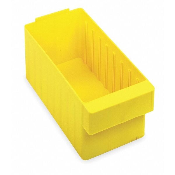 Drawer Storage Bin, Yellow, High Impact Polystyrene, 5 5/8 in W x 4 5/8 in H, 25 lb Load Capacity