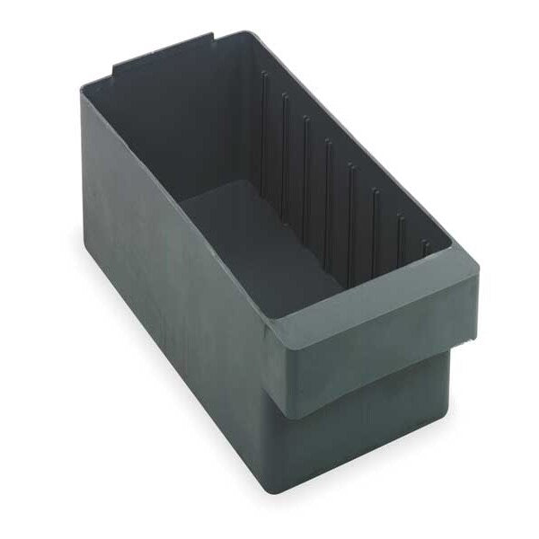 Drawer Storage Bin, Gray, High Impact Polystyrene, 5 5/8 in W x 4 5/8 in H, 25 lb Load Capacity