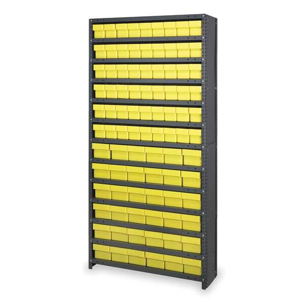Enclosed Bin Shelving with 36 Drawers, Steel Frame ; Polystyrene Bin, 36 in W x 75 in H x 18 in D