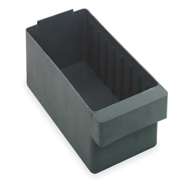Drawer Storage Bin, Gray, High Impact Polystyrene, 5 5/8 in W x 4 5/8 in H, 25 lb Load Capacity