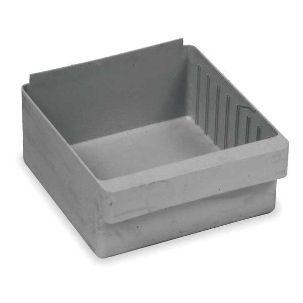 Drawer Storage Bin, Gray, High Impact Polystyrene, 11 1/8 in W x 4 5/8 in H, 25 lb Load Capacity