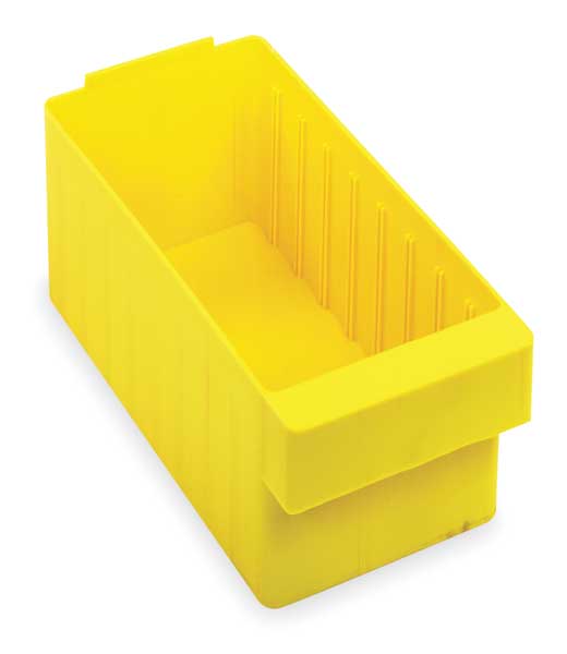 Drawer Storage Bin, Yellow, High Impact Polystyrene, 5 5/8 in W x 4 5/8 in H, 25 lb Load Capacity