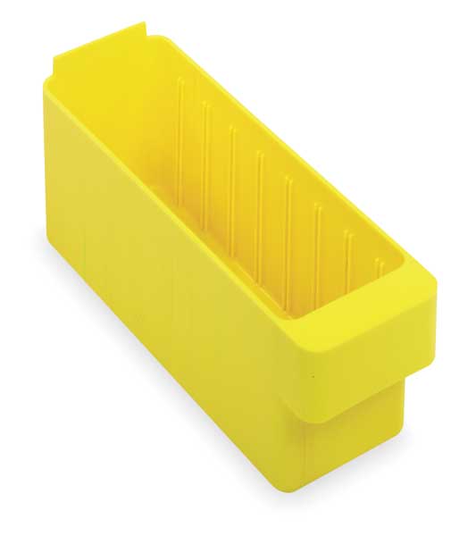 Drawer Storage Bin, Yellow, High Impact Polystyrene, 3 3/4 in W x 4 5/8 in H, 15 lb Load Capacity
