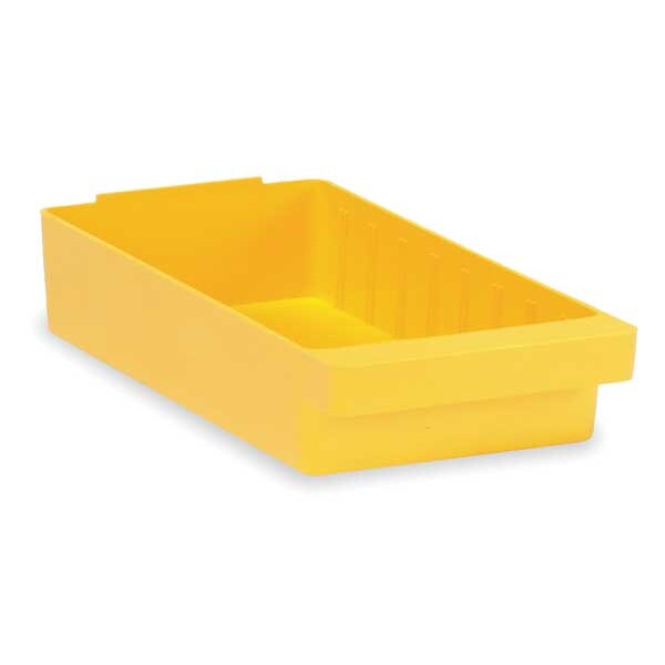 Drawer Storage Bin, Yellow, High Impact Polystyrene, 5 5/8 in W x 2 1/8 in H, 15 lb Load Capacity
