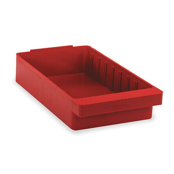 Drawer Storage Bin, Red, High Impact Polystyrene, 8 3/8 in W x 4 5/8 in H, 15 lb Load Capacity