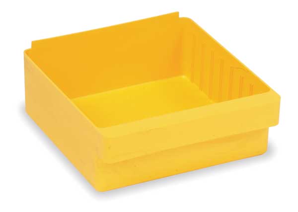 Drawer Storage Bin, Yellow, High Impact Polystyrene, 11 1/8 in W x 4 5/8 in H, 25 lb Load Capacity