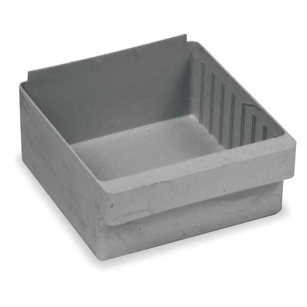 Drawer Storage Bin, Gray, High Impact Polystyrene, 8 3/8 in W x 4 5/8 in H, 15 lb Load Capacity