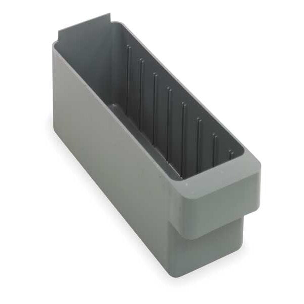 Drawer Storage Bin, Gray, High Impact Polystyrene, 3 3/4 in W x 4 5/8 in H, 15 lb Load Capacity