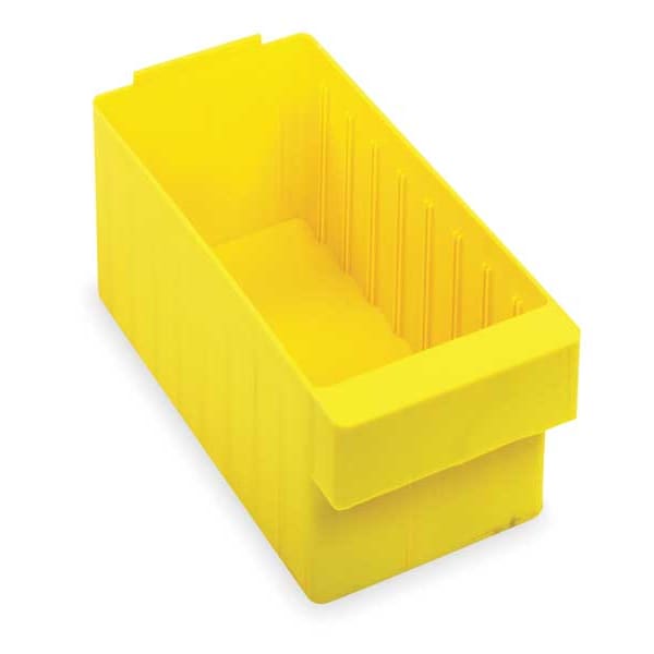 Drawer Storage Bin, Yellow, High Impact Polystyrene, 5 5/8 in W x 4 5/8 in H, 20 lb Load Capacity