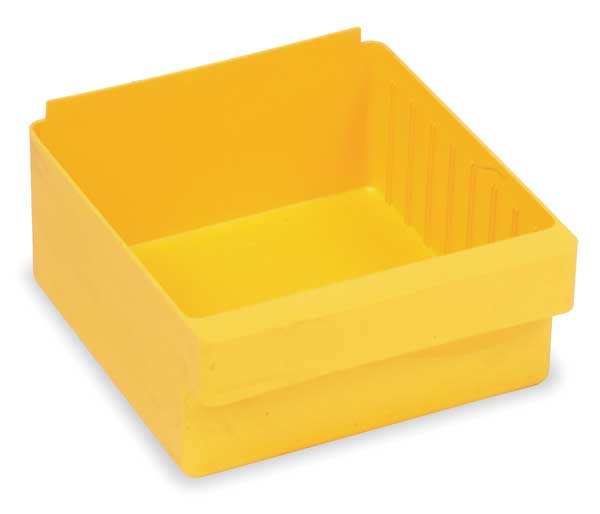 Drawer Storage Bin, Yellow, High Impact Polystyrene, 8 3/8 in W x 4 5/8 in H, 15 lb Load Capacity