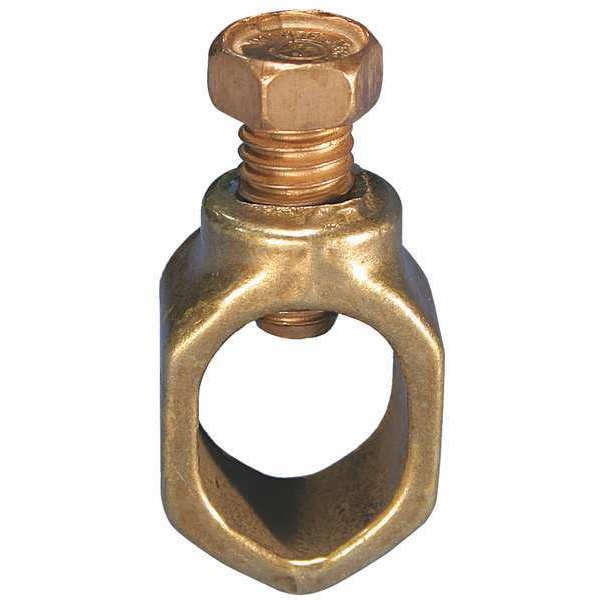 Grounding Connector, 1 Grounding Wire, 8 AWG SOL to 2 AWG STR, 5/8 in Rod Dia, Bronze