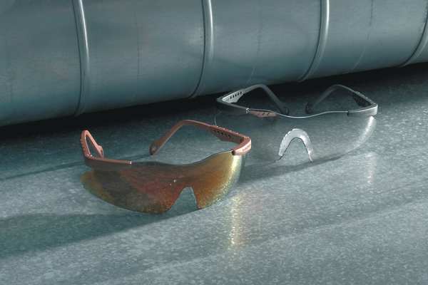 Safety Glasses, Wraparound Clear Polycarbonate Lens, Scratch-Resistant