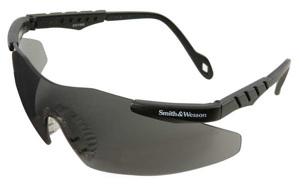 Safety Glasses, Wraparound Smoke Polycarbonate Lens, Scratch-Resistant