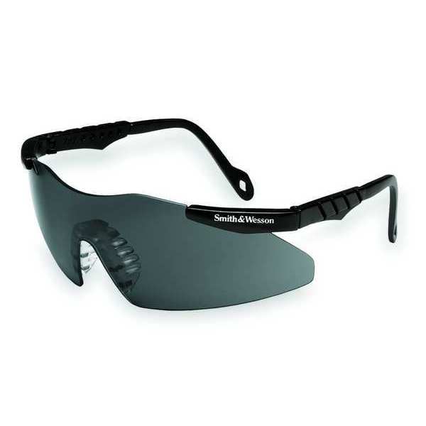 Safety Glasses, Wraparound Smoke Polycarbonate Lens, Scratch-Resistant