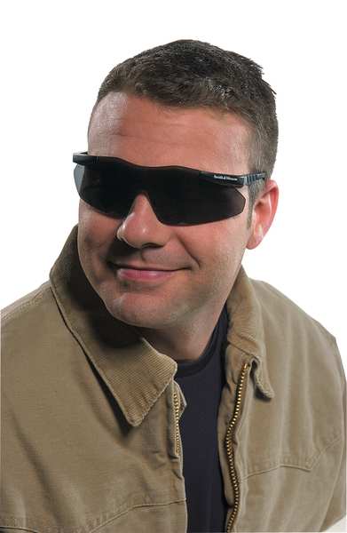 Safety Glasses, Wraparound Smoke Polycarbonate Lens, Scratch-Resistant