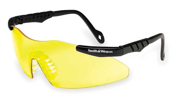 Safety Glasses, Wraparound Yellow Polycarbonate Lens, Scratch-Resistant