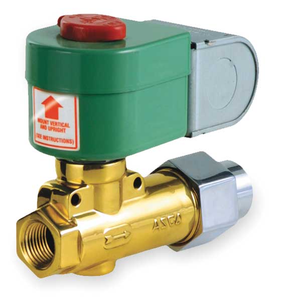 120V AC Brass Fuel Oil Solenoid Valve, Normally Closed, 1/2 in Pipe Size
