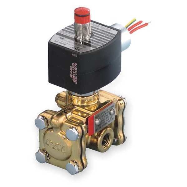 24V DC Brass Solenoid Valve, Normally Closed, 1/4 in Pipe Size