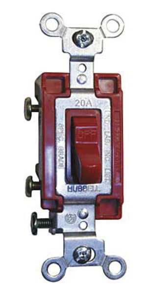 Wall Switch, 4-Way, 120/277V, 20A, Red, Toggl