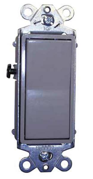 Wall Swtch, 3-Way, 120/277V, 15A, Gray, Rockr