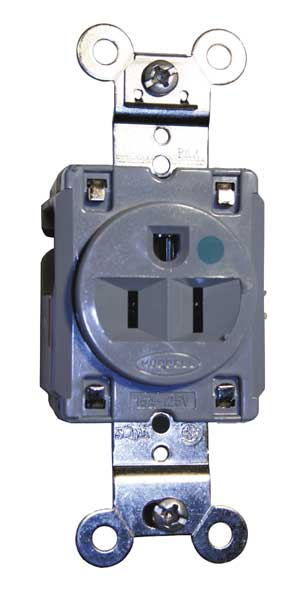 Receptacle, 15 A Amps, 125V AC, Flush Mount, Single Outlet, 5-15R, Gray