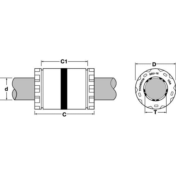 Ball Bushing Bearing, Closed, Bore .500 In