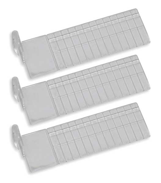 Short Drawer Dividers, 2-1/4 In H, Clr, PK3