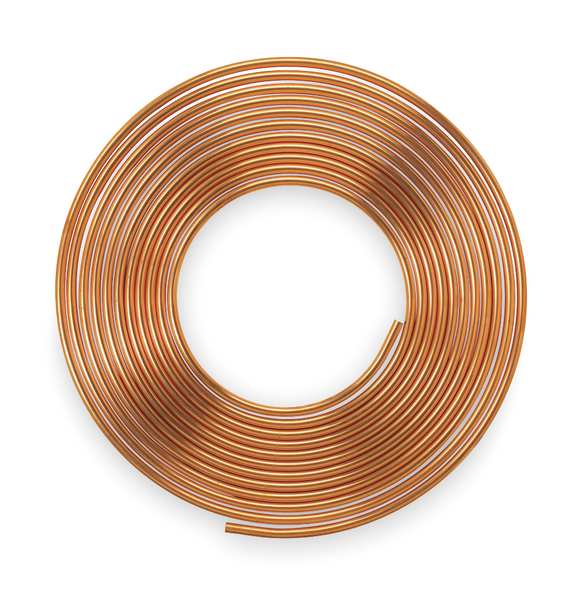 Coil Copper Tubing, 3/8 in Outside Dia, 60 ft Length, Type K