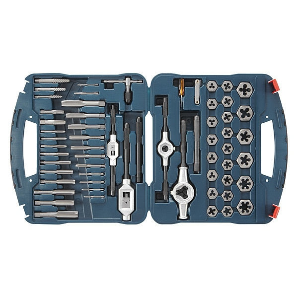 Tap and Die Set, 5/16 to 3/4 In, 58 pc