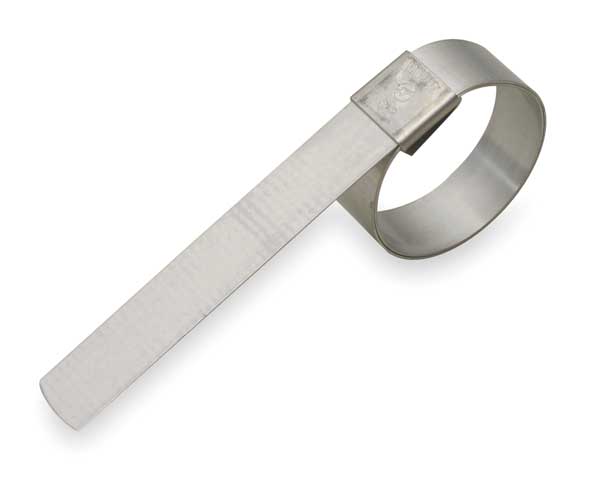 Band Clamp, 201 Stainless Steel, 3/4 in Min. Clamping Dia., Center-Punch, 5/8 in Band Wd, 10 Pack