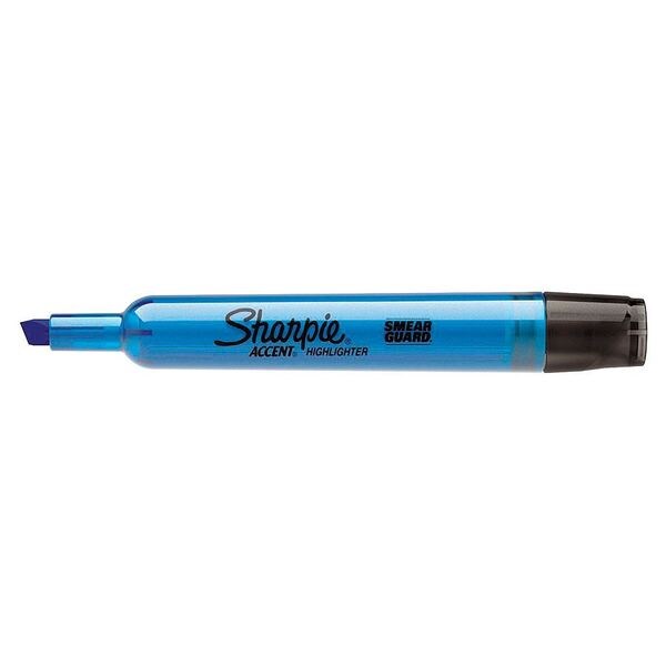 Smear Guard Highlighter, Chisel Tip Blue PK12