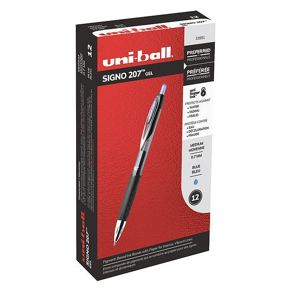 Retractable Gel Pen, Medium 0.7 mm, Blue PK12
