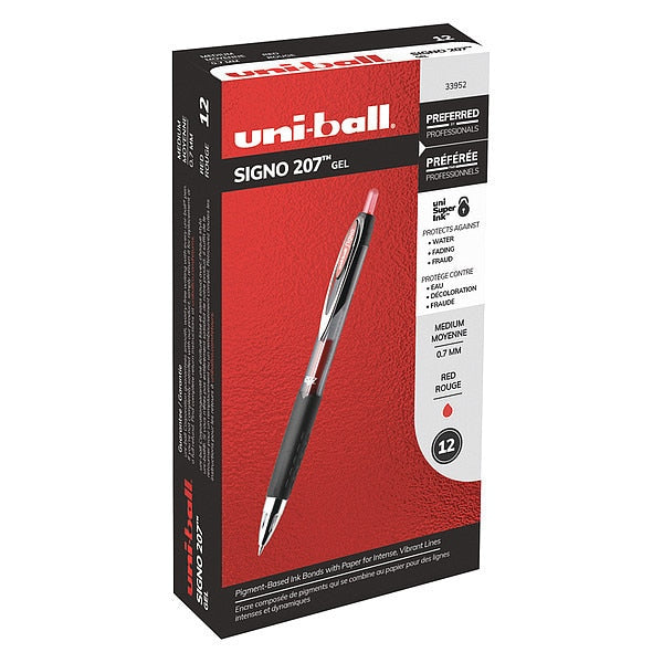 Retractable Gel Pen, Medium 0.7 mm, Red PK12