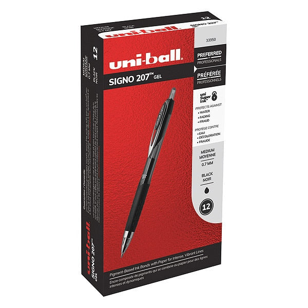 Retractable Gel Pen, Medium 0.7 mm, Black PK12