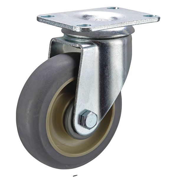 Swivel Plate Caster, 200 lb., Zinc Plated