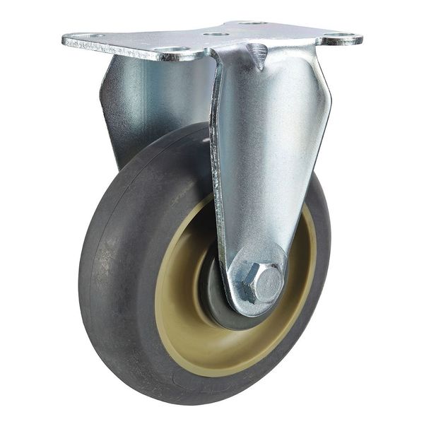 Rigid Plate Caster, TPR, 4 in., 250 lb.