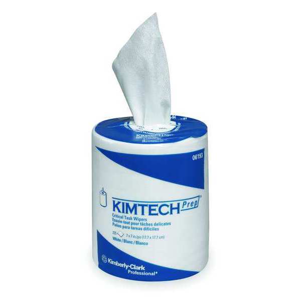 Dry Wipe Roll, White, Spunlace, 225 Wipes, 7 in x 7 in