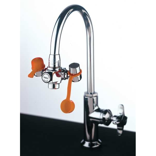 Faucet Mounted Eyewash Station, No Bowl, Brass Valve, Chrome Plated Brass Spray Head