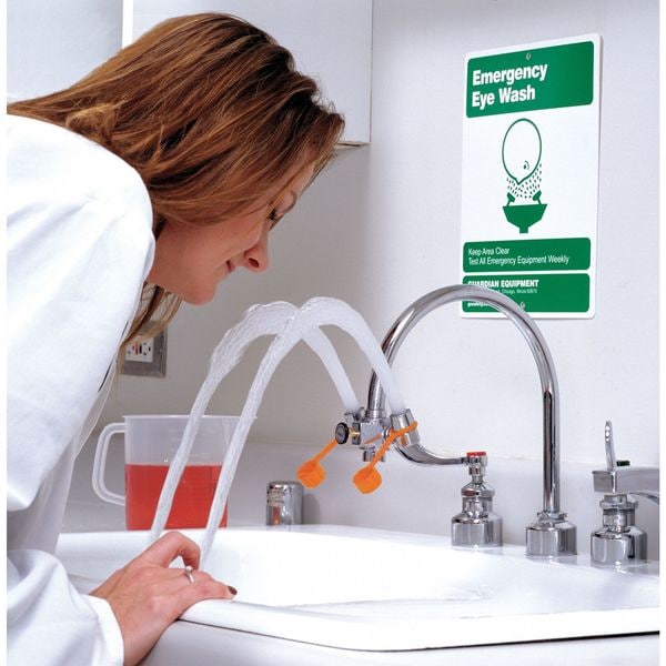 Faucet Mounted Eyewash Station, No Bowl, Brass Valve, Chrome Plated Brass Spray Head
